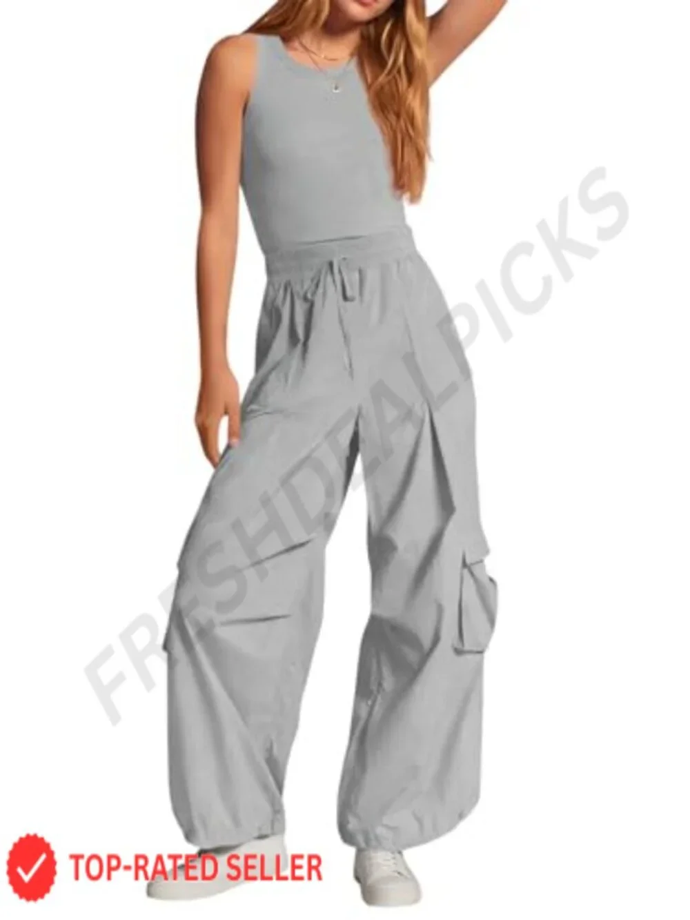 Sleeveless Wide Leg Jumpsuit with Pockets Open Back Romper